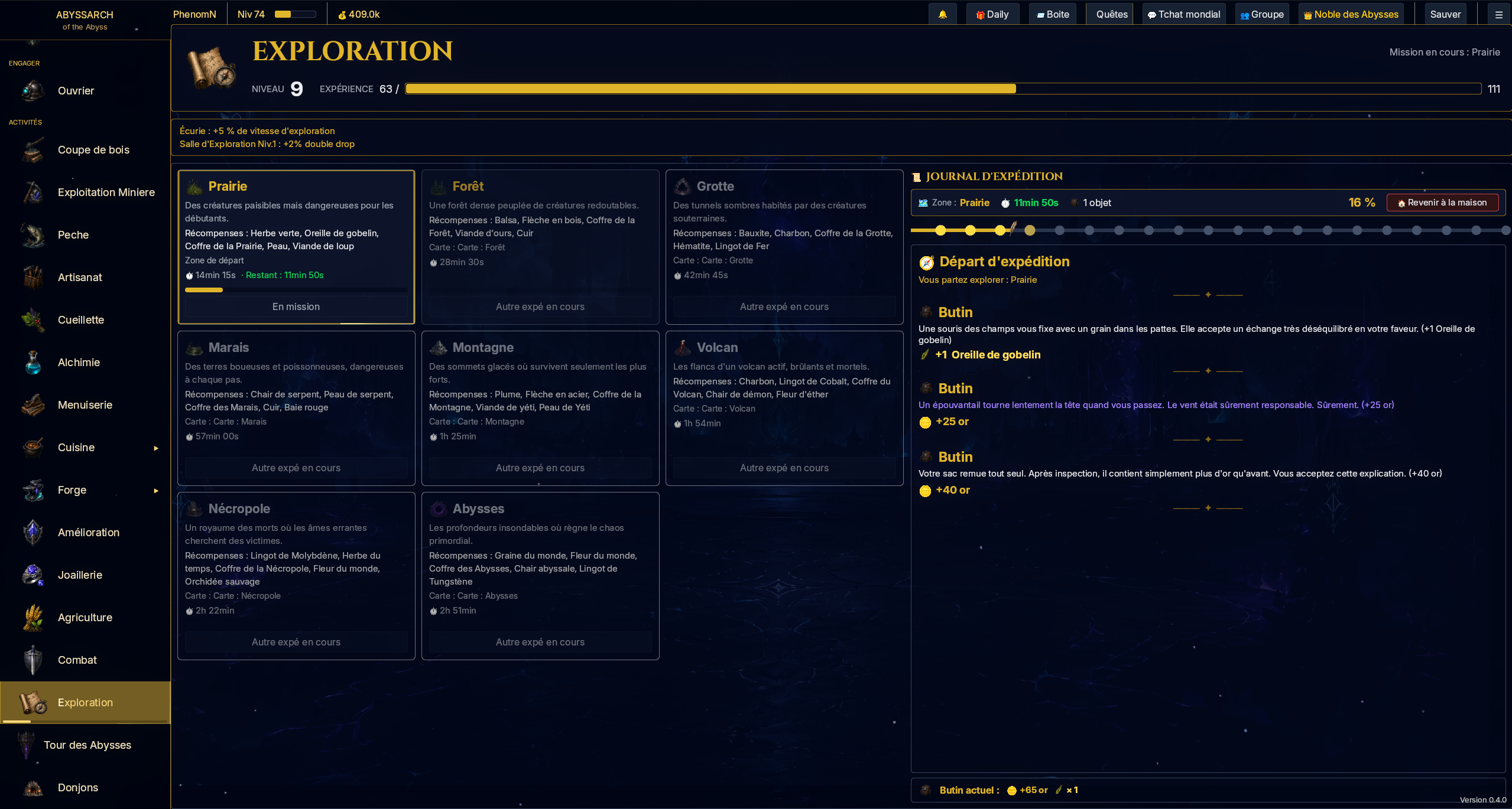 Exploration de zones